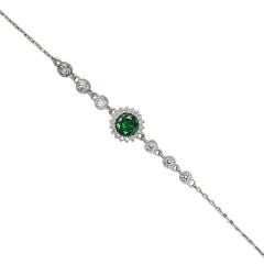 Zümrüt Renk Taşlı Gümüş Bileklik