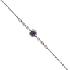 Ametist Renk Taşlı Gümüş Bileklik