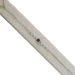 Ametist Renk Taşlı Gümüş Bileklik