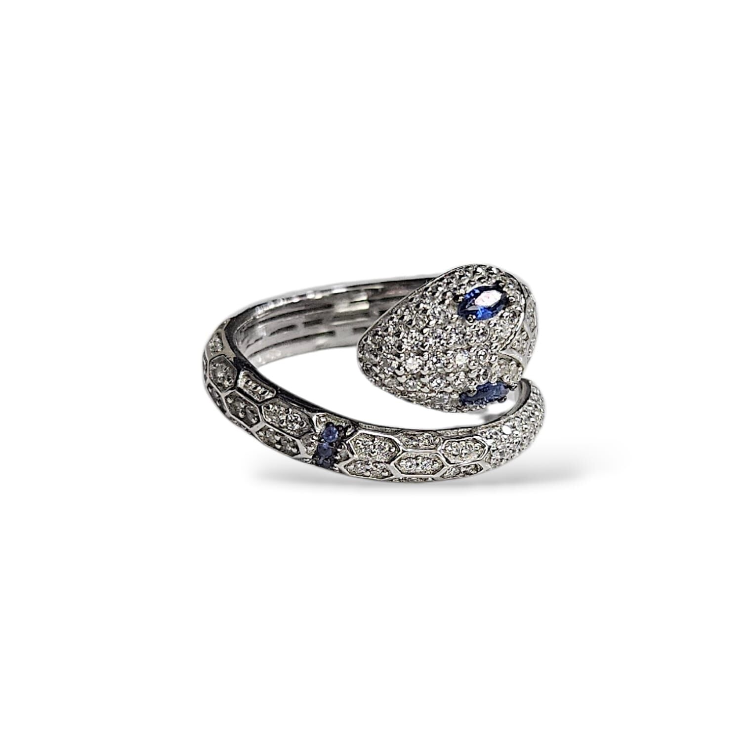 Yılan Model Safir Taş Detay Gümüş Yüzük - 16 no