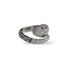 Yılan Model Safir Taş Detay Gümüş Yüzük - 16 no