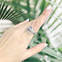 Yılan Model Safir Taş Detay Gümüş Yüzük - 16 no