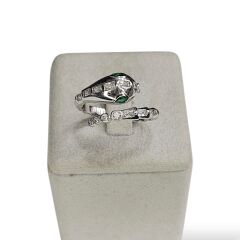 Yılan Model Zümrüt Taş Detay Gümüş Yüzük - 16 no