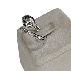 Yılan Model Zümrüt Taş Detay Gümüş Yüzük - 16 no