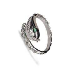 Yılan Model Zümrüt Taş Detay Gümüş Yüzük - 16 no
