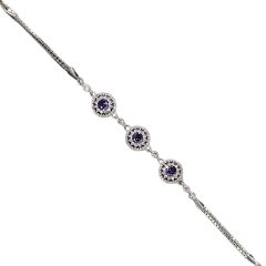 Ametist Renk Taşlı Gümüş Bileklik