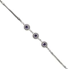 Ametist Renk Taşlı Gümüş Bileklik