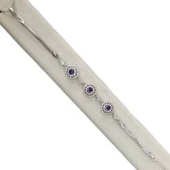 Ametist Renk Taşlı Gümüş Bileklik