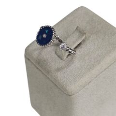 Mavi Taş Ayarlanabilir Gümüş Yüzük