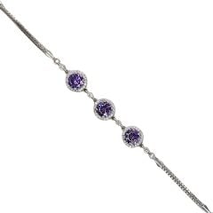 Ametist Renk Taşlı Gümüş Bileklik