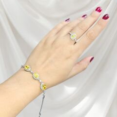 Sarı Kuvars Taşlı Gümüş Bileklik