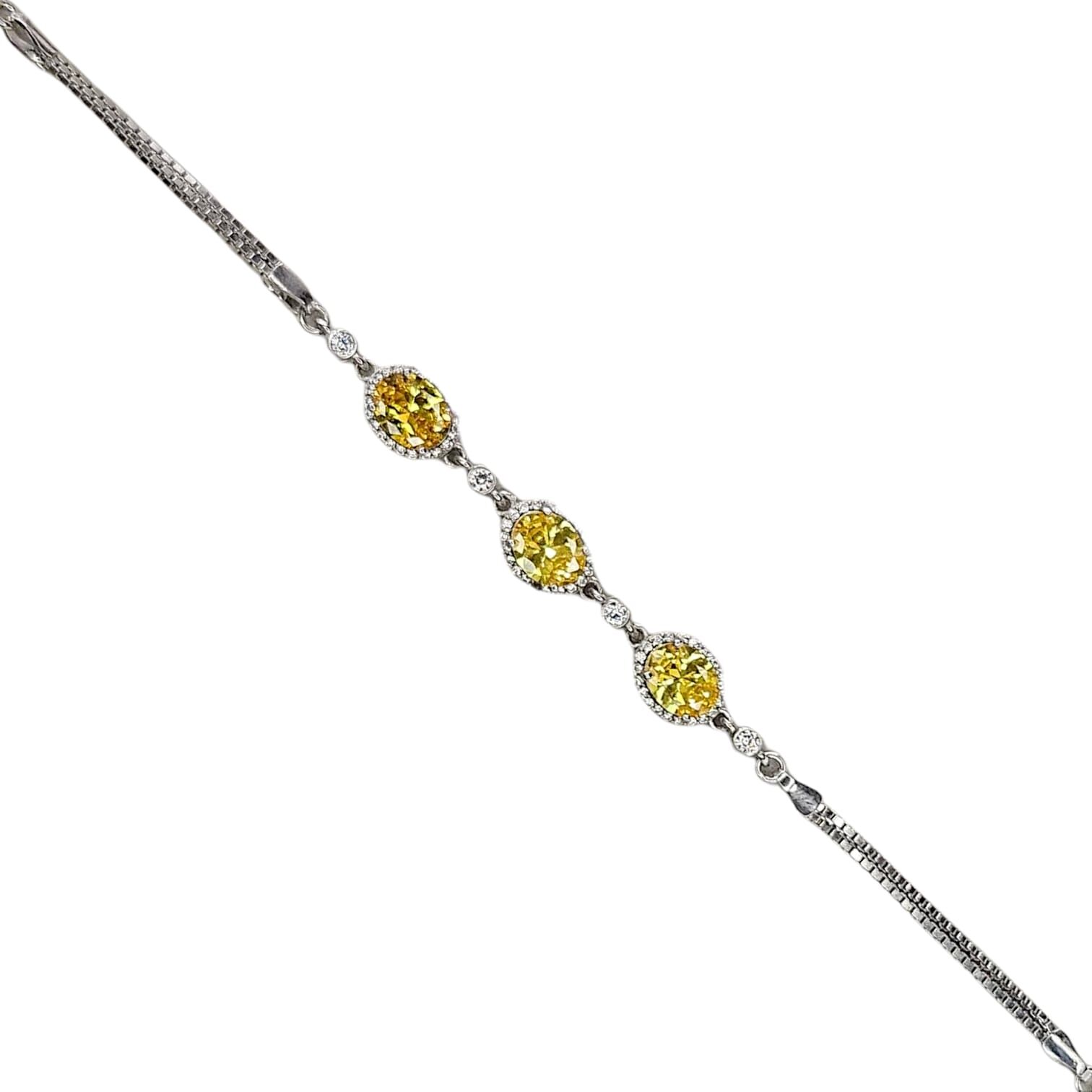 Sarı Kuvars Taşlı Gümüş Bileklik