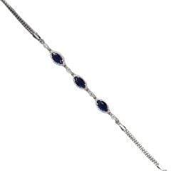 Safir Renk Taşlı Gümüş Bileklik