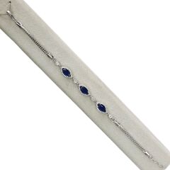 Safir Renk Taşlı Gümüş Bileklik