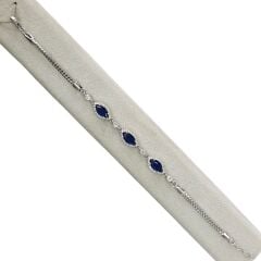 Safir Renk Taşlı Gümüş Bileklik