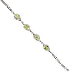 Peridot Taşlı Damla Form Gümüş Bileklik