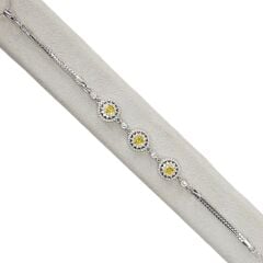 Sarı Renk Taşlı Gümüş Bileklik