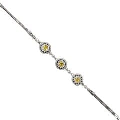 Sarı Renk Taşlı Gümüş Bileklik