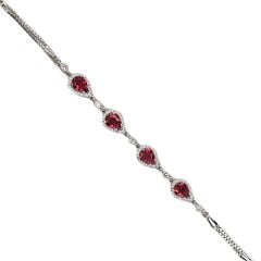 Yakut Renk Taşlı Gümüş Bileklik