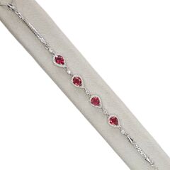 Yakut Renk Taşlı Gümüş Bileklik