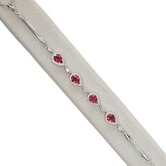 Yakut Renk Taşlı Gümüş Bileklik