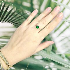 Tektaş Zümrüt Yeşili Gümüş Yüzük - 16 no