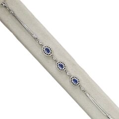 Safir Renk Taşlı Gümüş Bileklik