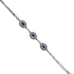 Safir Renk Taşlı Gümüş Bileklik