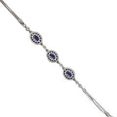 Mavi Renk Taşlı Gümüş Bileklik