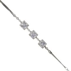 Kristal Kare Form Taşlı Gümüş Bileklik