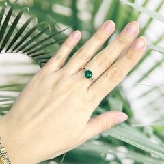 Tektaş Zümrüt Yeşili Gümüş Yüzük - 17 no