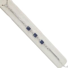 Safir Renk Taş Dikdörtgen Form  Gümüş Bileklik