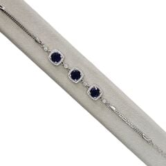 Safir Renk Taşlı Gümüş Bileklik