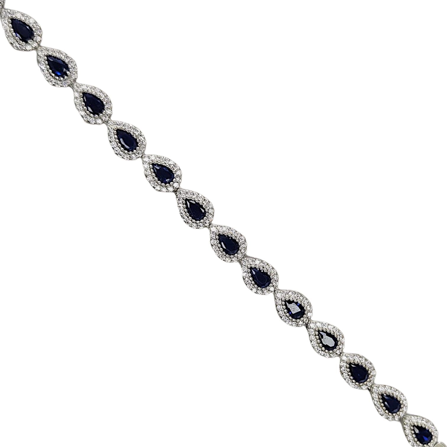 Safir Renk Damla Form Su Yolu Gümüş Bileklik