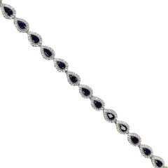 Safir Renk Damla Form Su Yolu Gümüş Bileklik