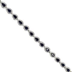 Safir Renk Damla Form Su Yolu Gümüş Bileklik