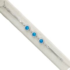 Aquamarin Renk Taşlı Gümüş Bileklik