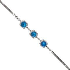 Aquamarin Renk Taşlı Gümüş Bileklik