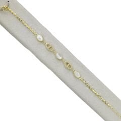 Sedef ve Zirkon Taşlı 14K Altın Kaplama Gümüş Bileklik