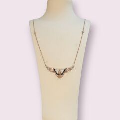 Kanat Model Kristal Zirkon Taşlı Rose Kaplama Gümüş Kolye