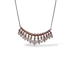 Ay Taşı Sallantılı Rose Kaplama Gümüş Kolye