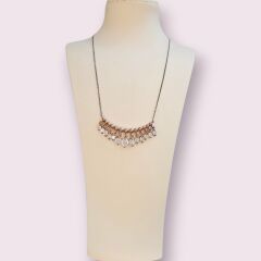 Ay Taşı Sallantılı Rose Kaplama Gümüş Kolye