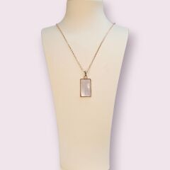 Sedef Taşlı Rose Kaplama Gümüş Kolye