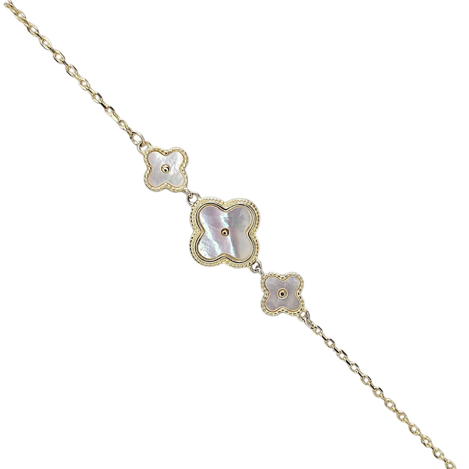 Yonca Model Sedef Gold Bileklik
