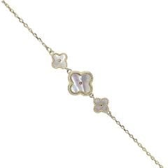Yonca Model Sedef Gold Bileklik
