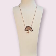 Hayat Ağacı Model Rose Kaplama Gümüş Kolye