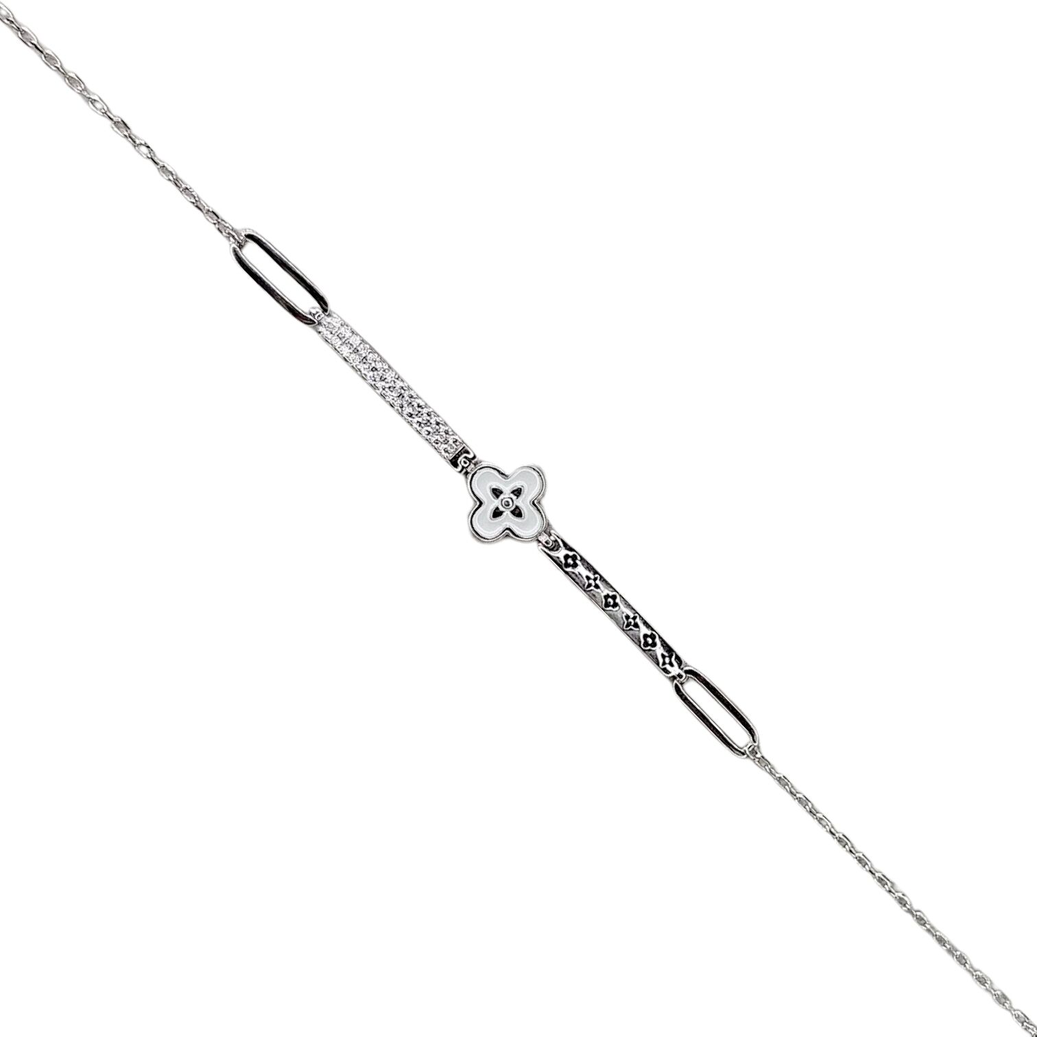 Yonca Model Taşlı Gümüş Bileklik