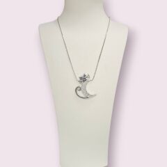 Kedi Figürlü Zirkon Taşlı Gümüş Kolye