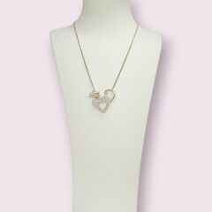 14 Ayar Altın Kaplama Kedi Figürlü Kalp Detay Gümüş Kolye