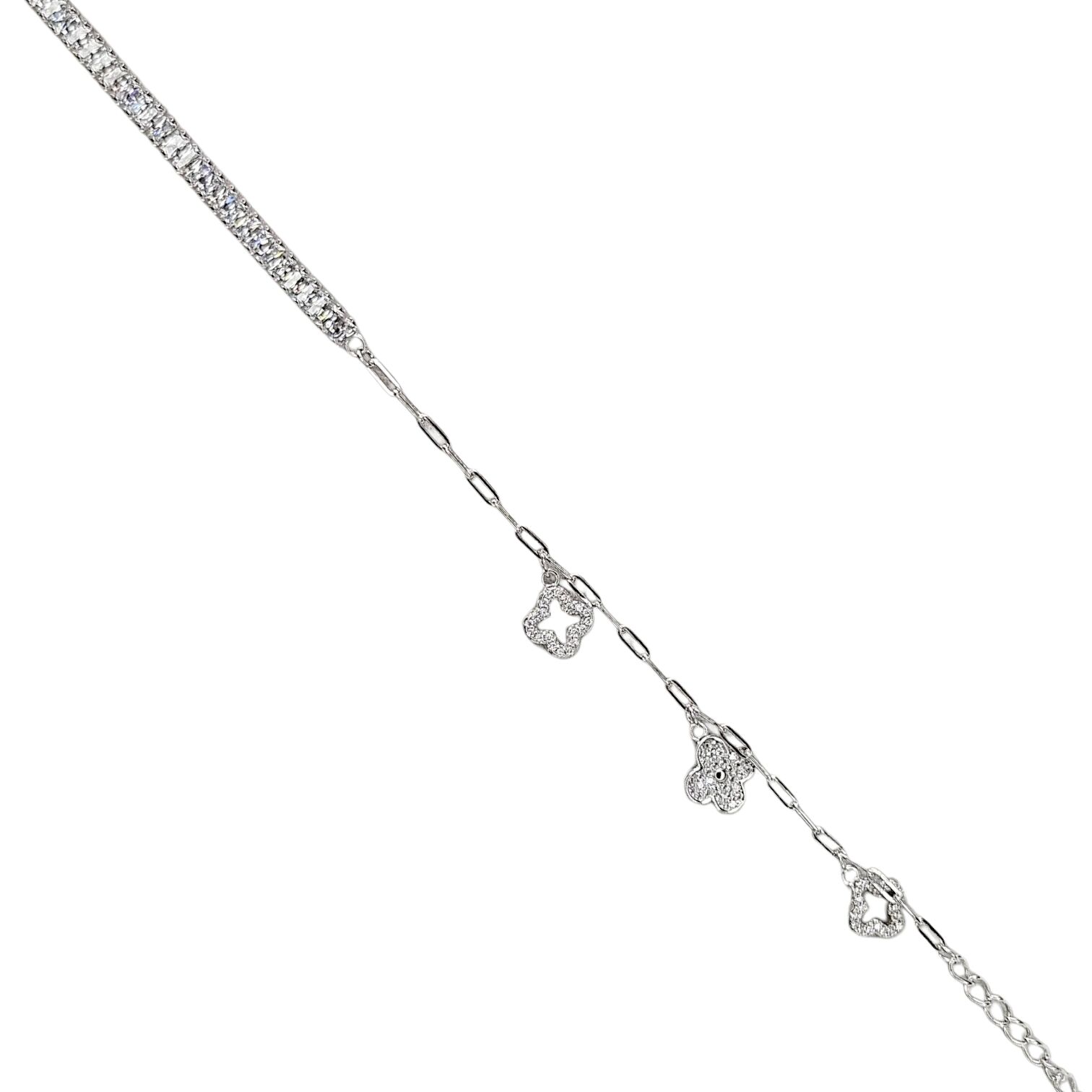 3'lü Sallantılı Yonca Model Gümüş Bileklik